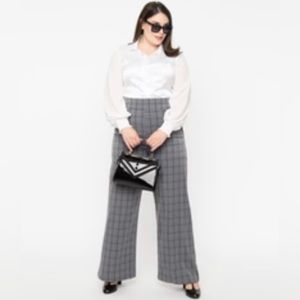 Grey Windowpane Plaid Ginger Pants
